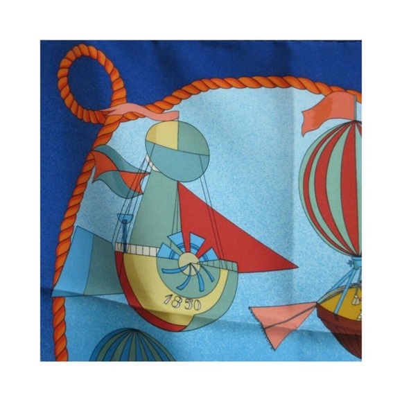 HERMES Les Folies Du Ciel Silk Scarf Carre 90 - Picture 6 of 17